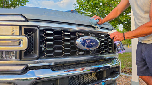 washing a truck with a microfiber towel