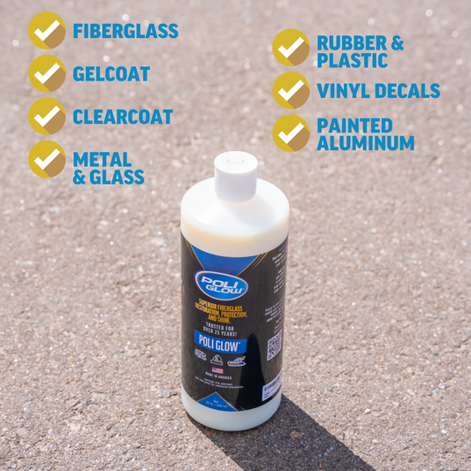poliglow can clean fiberglass, gelcoat, clearcoat, metal & glass, and more
