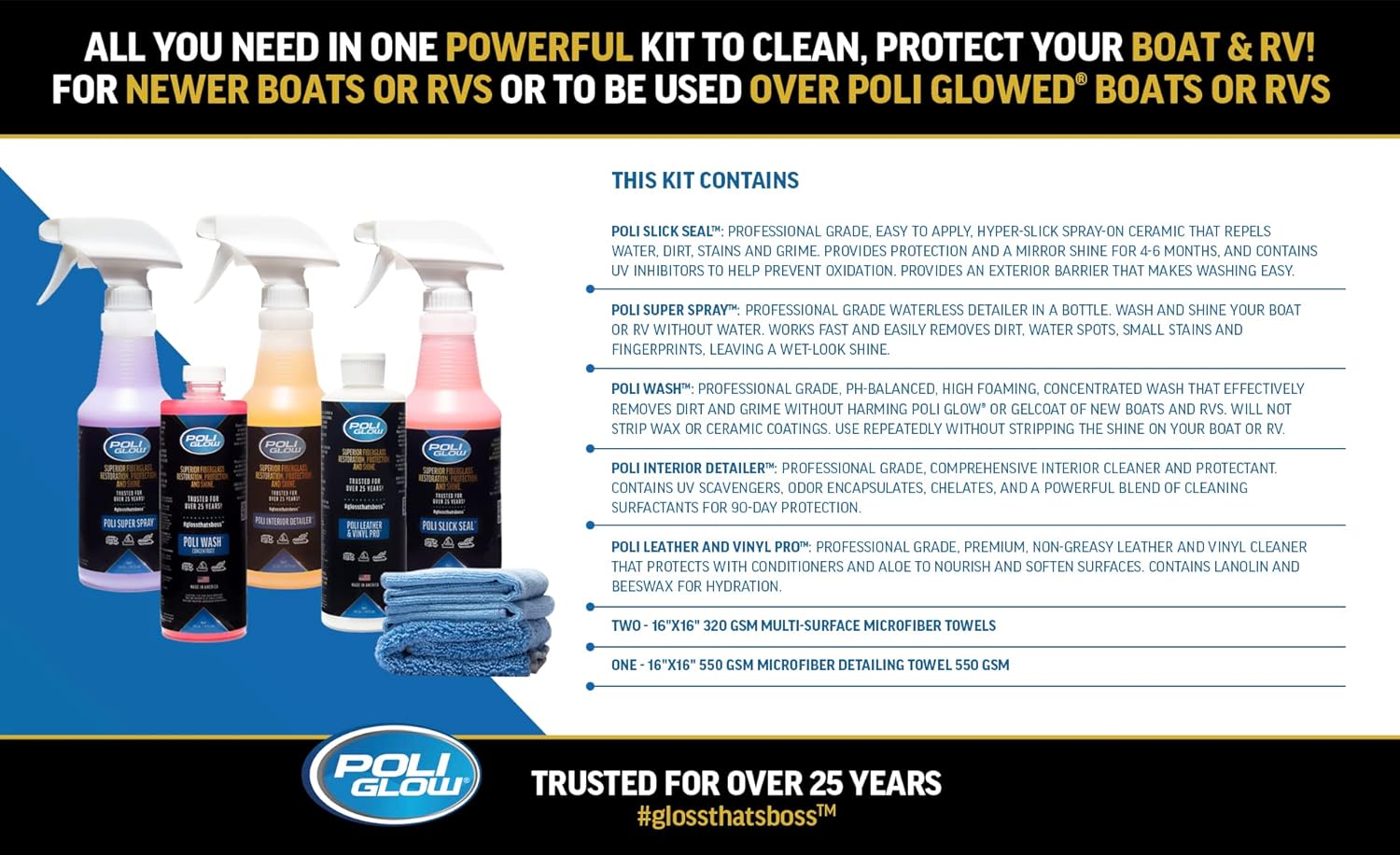 Poli glow boat and rv detailing kit