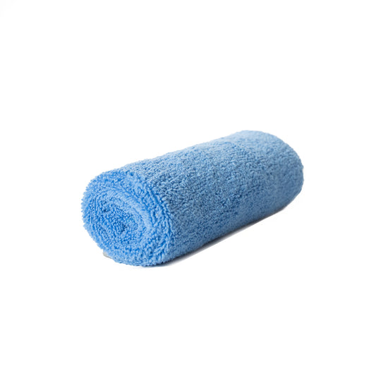 Rolled-up Poli Glow 400 GSM Microfiber Towel on a white background