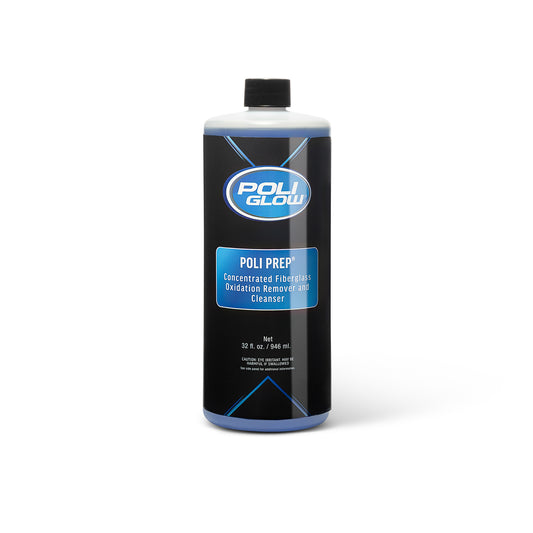 Bottle of Poli Glow Poli Prep concentrated fiberglass oxidation remover and cleanser front view white background