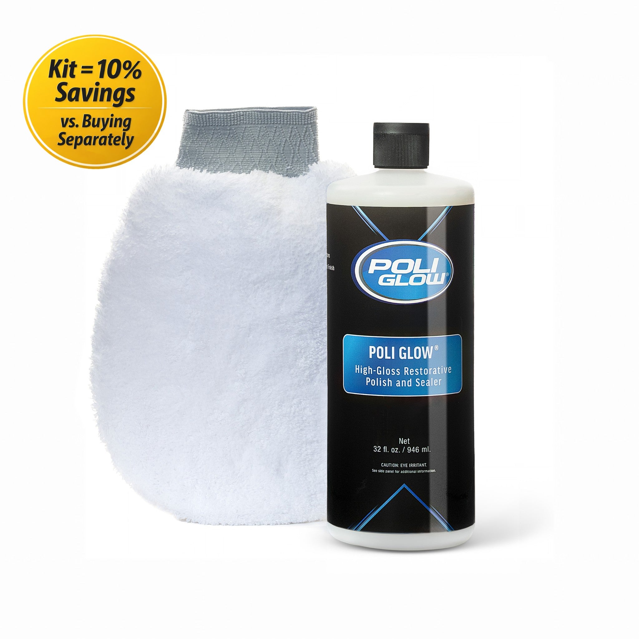 Poli Glow high gloss restorative polish and sealer kit with poli glow and applicator for fiberglass gelcoat shine 10% off bundle savings